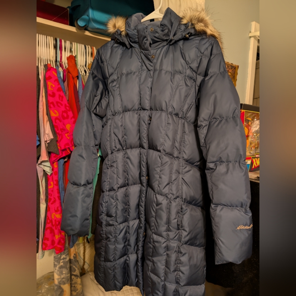 Eddie Bauer Women's Dark Vintage Blue Down Jacket